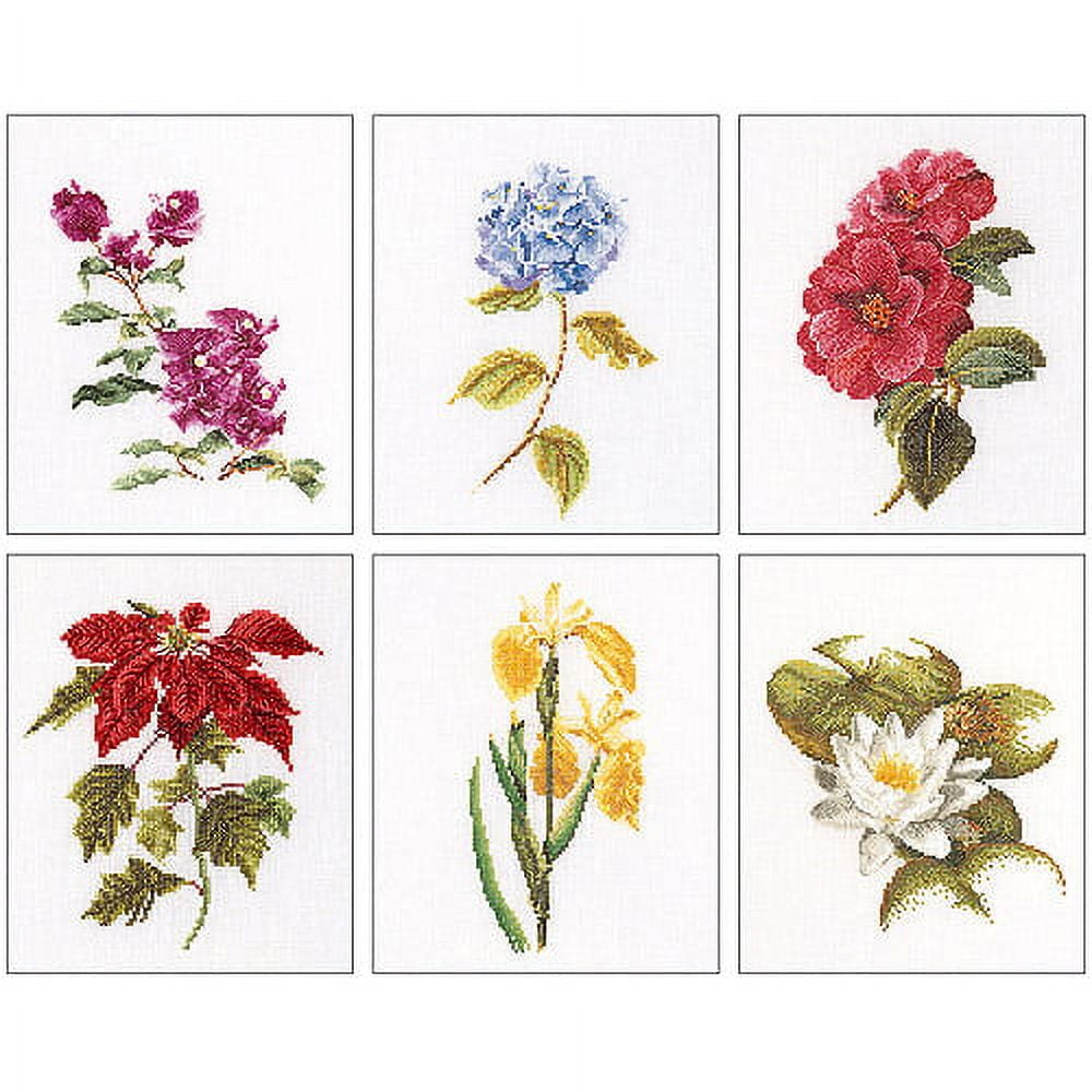 Thea Gouverneur Counted Cross-Stitch Kits, Floral Studies 7, Set