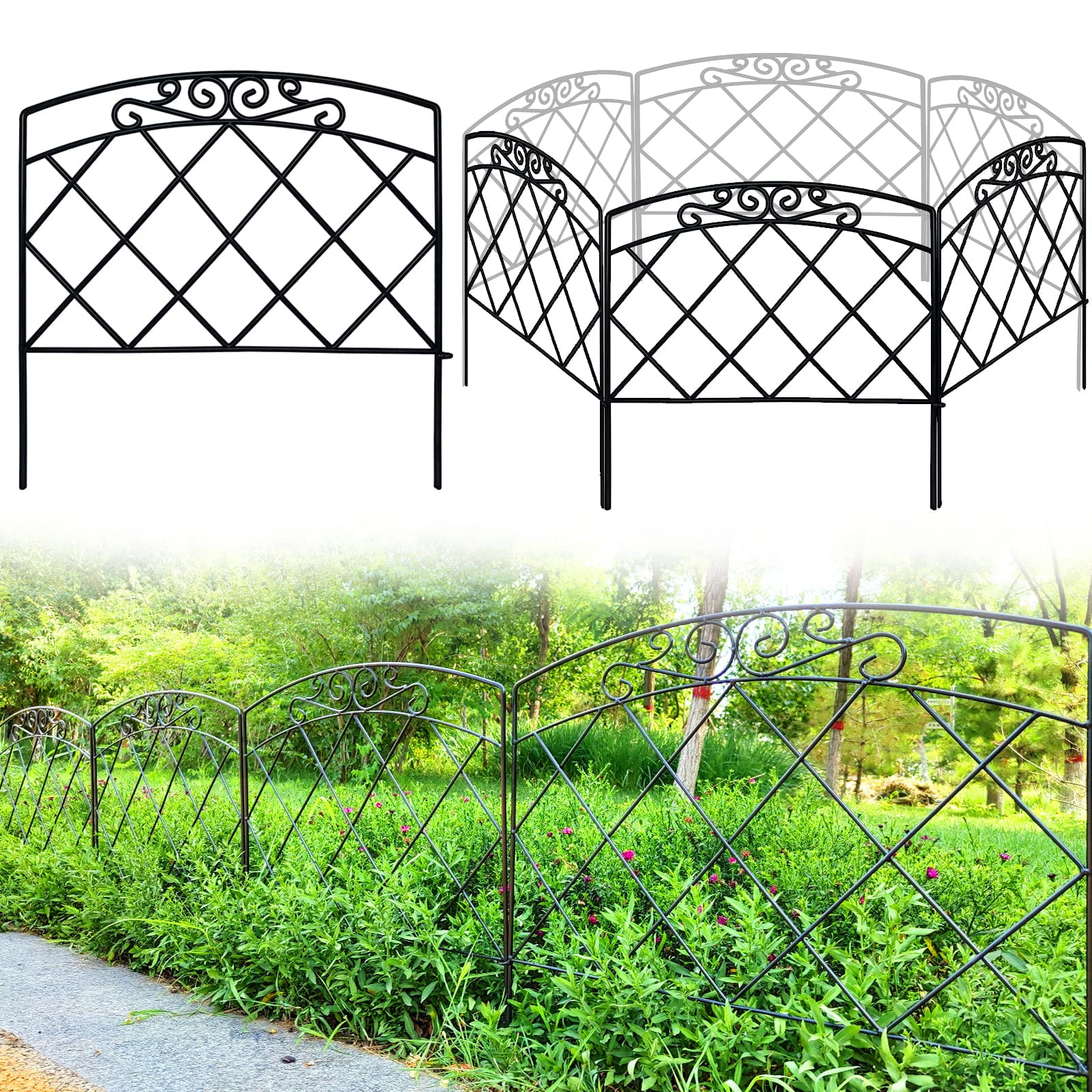 Thealyn Decorative Garden Fence 24 in (H) x 10 ft (L) Rustproof Metal Fence Border,Fence for Dogs,No Dig Fence,Fencing for Yard Patio Animal Barrier Flower Bed