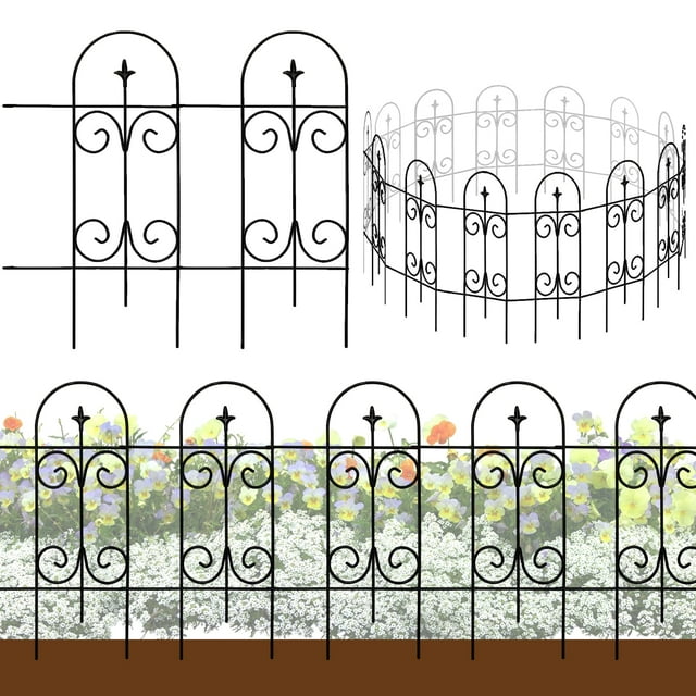 Thealyn Metal Decorative Garden Fence Border 32 in .H x 17.5 in .W (14 ...