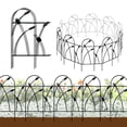 thumbnail image 1 of Thealyn Metal Decorative Garden Fence Border, 32 in.H x 19.5 in.W (10 Panels, Total Length 16 feet) No Dig Fence Rustproof Wrought Iron Landscape Fencing for Flower Bed, Trees, Animal Barrier, Black, 1 of 9