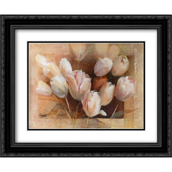 Theas tulips for you 2x Matted 24x20 Black Ornate Framed Art Print by Haenraets, Willem