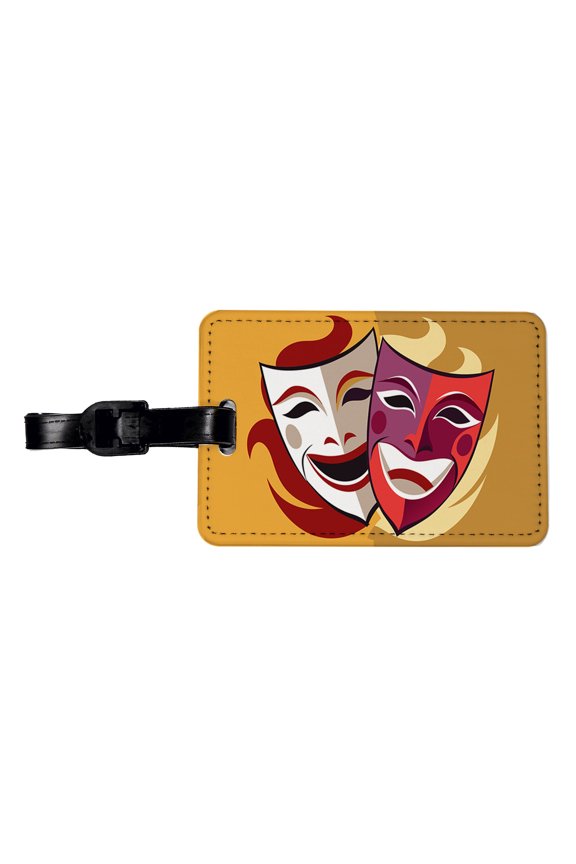 Theater Drama Masks Theatre Acting Actors Faux Leather Travel Luggage Tag
