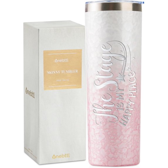 Theater Gifts, Broadway Musical Gifts for Women Actors, Musicians on World Theatre Day, 20oz Insulated Stainless Steel Tumbler - Happy Place