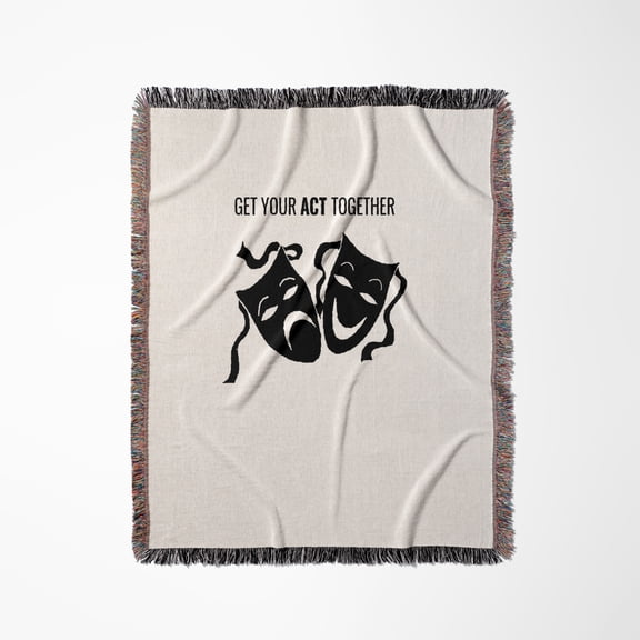 Theater Humor Word Play With Two Masks, Woven Blanket