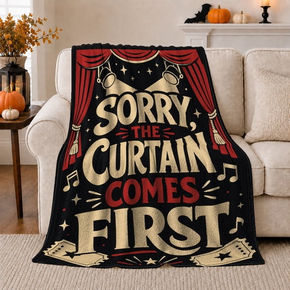 Theater Lover'S Sorry Draped Artwork Comes First Vintage, Festive Holiday Scene, Warm Flannel Blanket for Living Room and Reading Nook, Art Lovers Christmas Gift, Festive Home Decor