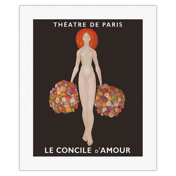 Theater of Paris (Théâtre de Paris) - Council of Love (Le Concile D'Amour) - Vintage Theater Poster by Leonor Fini c.1969 - Fine Art Rolled Canvas Print 16in x 20in