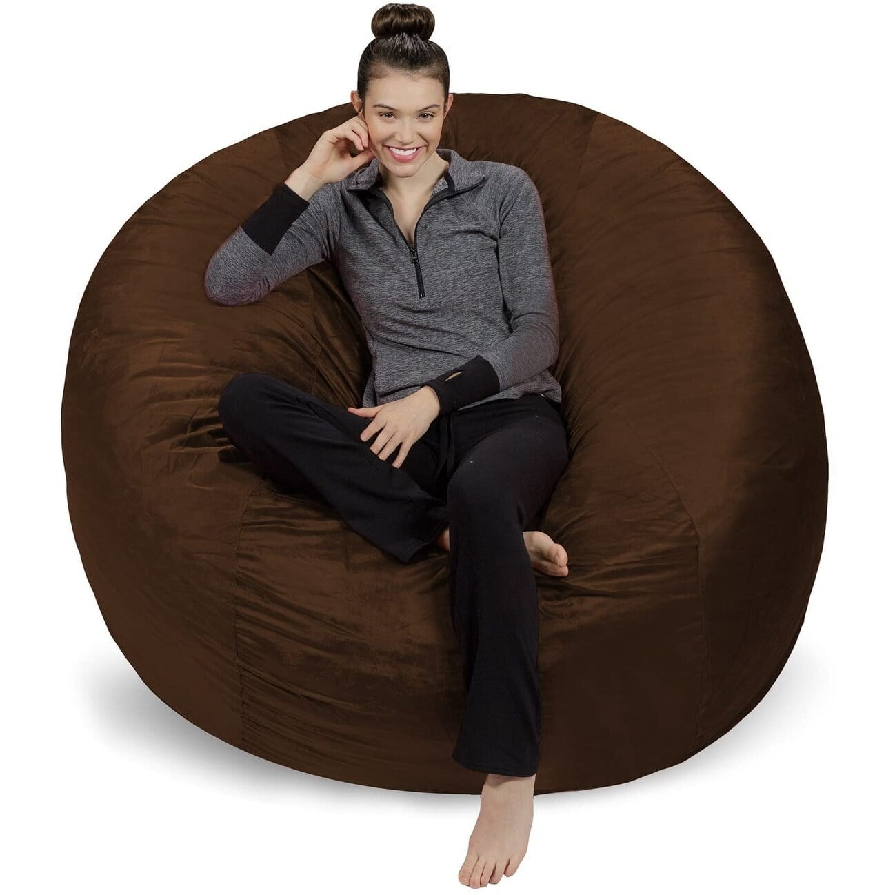Theater Sacks 6 foot Memory Foam Bean Bag Chair Charcoal Walmart