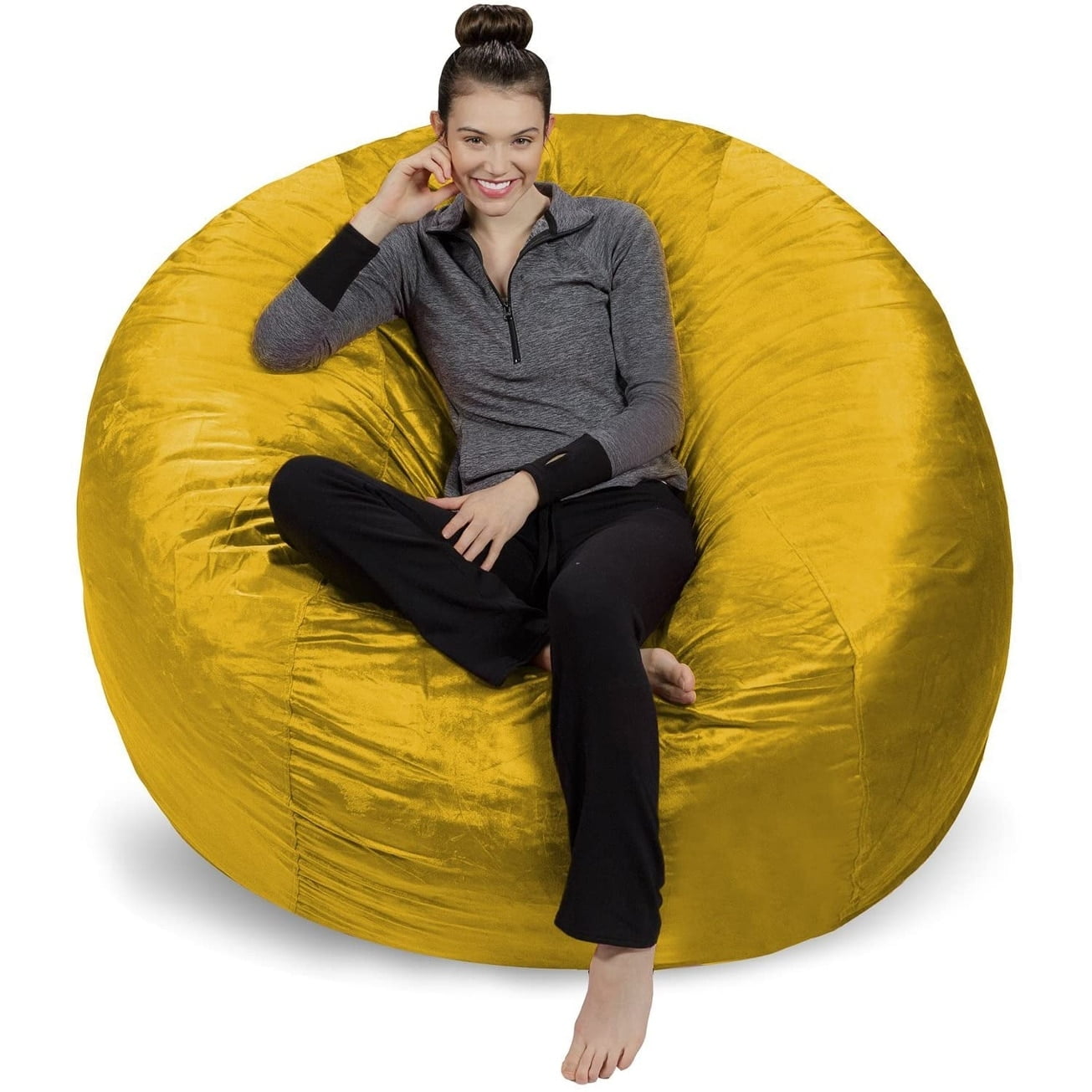 Theater Sacks 6foot Memory Foam Bean Bag Chair Lemon