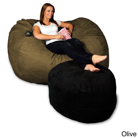 Theater Sacks LLC 5-foot Memory Foam Micro Suede Beanbag Chair Lounger Olive Micro Suede