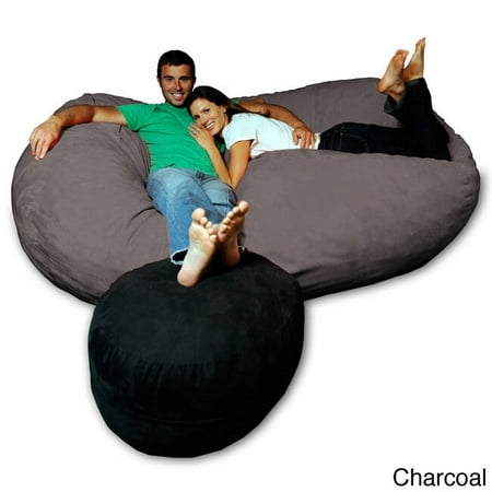 Theater Sacks LLC 7.5-foot Soft Memory Foam Micro Suede Beanbag Chair Lounger Charcoal Micro Suede