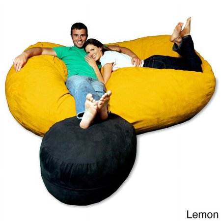 Theater Sacks LLC 7.5-foot Soft Memory Foam Micro Suede Beanbag Chair Lounger Lemon Micro Suede