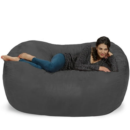 Theater Sacks LLC Large Memory Foam Microsuede Bean Bag Chair Loveseat Charcoal Micro Suede
