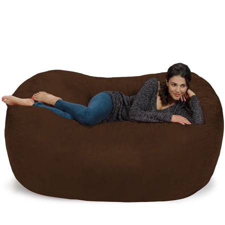Theater Sacks LLC Large Memory Foam Microsuede Bean Bag Chair Loveseat Chocolate Micro Suede
