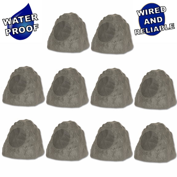 Theater Solutions 10R8SG Outdoor Slate 8" Rock 10 Speaker Set for Deck Pool Spa Yard Garden