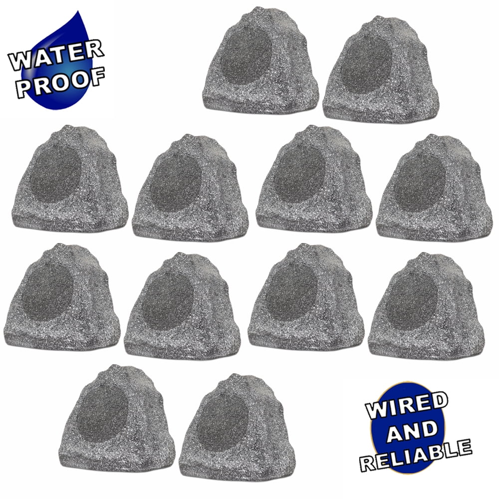 Theater Solutions 12R6G Outdoor Granite 6.5" Rock 12 Speaker Set for ...