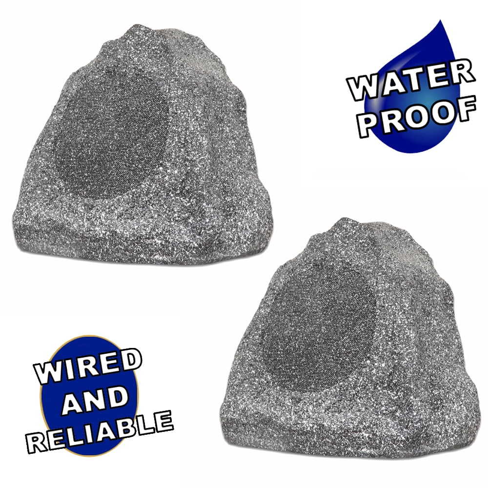 Theater Solutions 2R6G Outdoor Granite 6.5" Rock 2 Speaker Set for Deck ...
