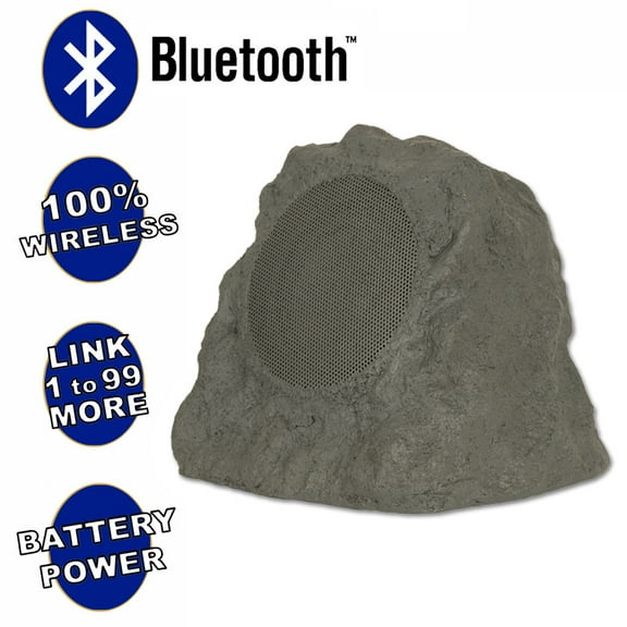Theater Solutions B43GR Fully Wireless 60 Watt Rechargeable Battery Bluetooth Rock Speaker Slate Grey Link Up To 99 Speakers Wirelessly