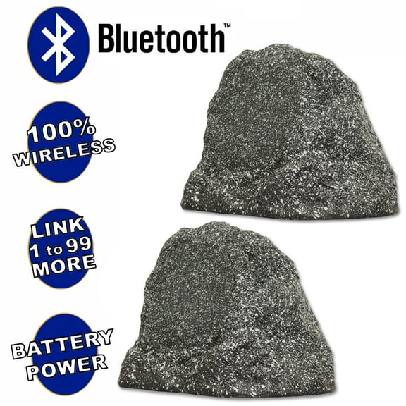 Theater Solutions B61GG Fully Wireless 200 Watt Rechargeable Battery Bluetooth 6.5" Rock Speaker Pair Granite Grey Link Up To 99 Speakers Wirelessly
