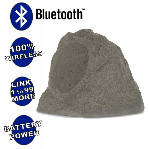 Theater Solutions B63GR Fully Wireless 100 Watt Rechargeable Battery Bluetooth 6.5" Rock Speaker Slate Grey Link Up To 99 Speakers Wirelessly