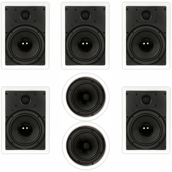 Theater Solutions TS-87 Flush Mount 7 Speaker Set with 8" Woofers In Wall