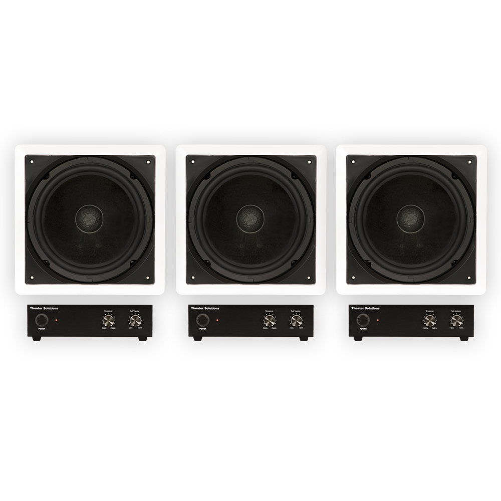 Theater Solutions TS1000 Flush Mount 10" Subwoofer Speaker and Amp 3 Pack - image 1 of 7