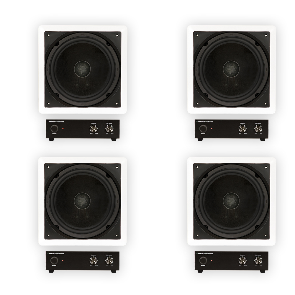 Theater Solutions TS1000 Flush Mount 10" Subwoofer Speaker and Amp 4 Pack - image 1 of 7