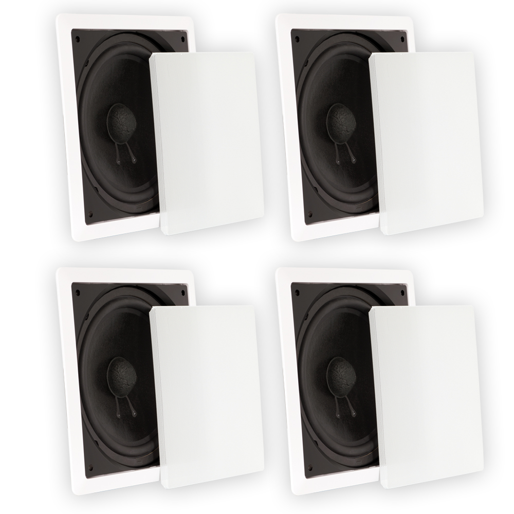 Theater Solutions TS1000 Flush Mount Passive 10" Subwoofer Speaker Wall 4 Pack - image 1 of 5
