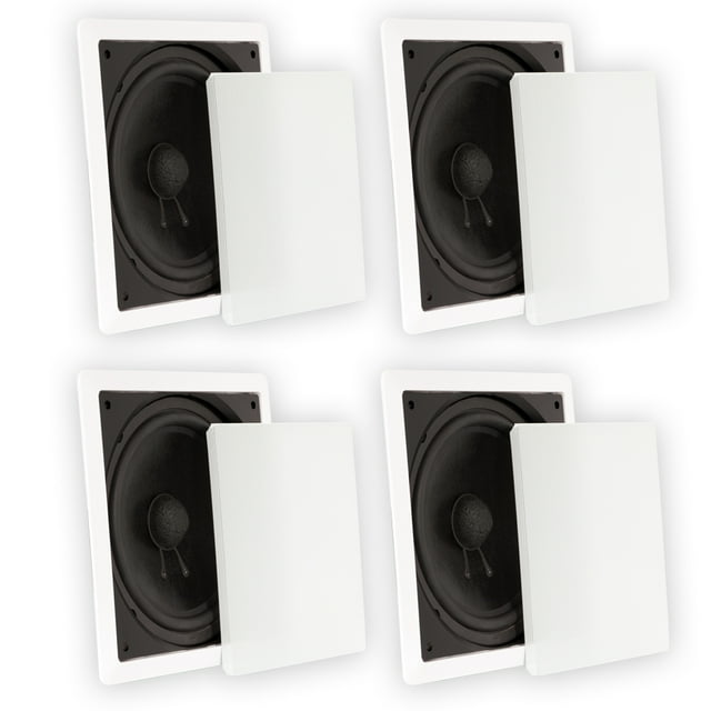 Theater Solutions TS1000 Flush Mount Passive 10" Subwoofer Speaker Wall 4 Pack