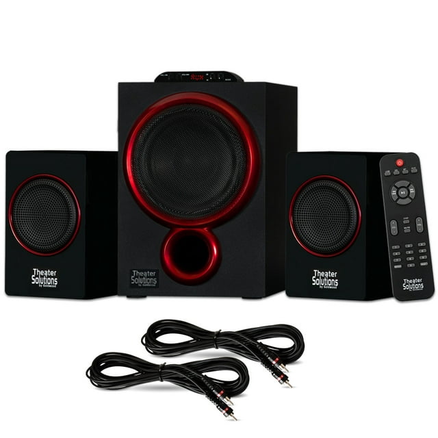 Theater Solutions TS212 Powered 2.1 Bluetooth Speaker System with 2 Extension Cables