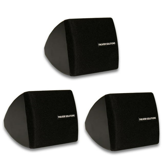 Theater Solutions TS30B Mountable Indoor Speakers Black Bookshelf 3 Piece Pack