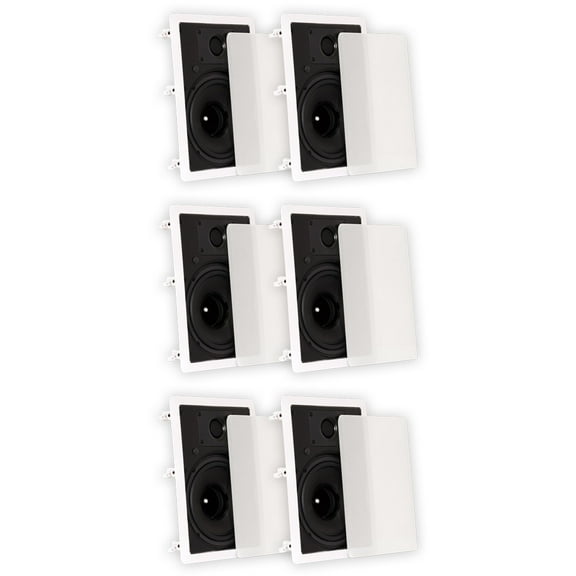 Theater Solutions TS80W In Wall 8" Speakers Surround Sound Home Theater 3 Pair Pack