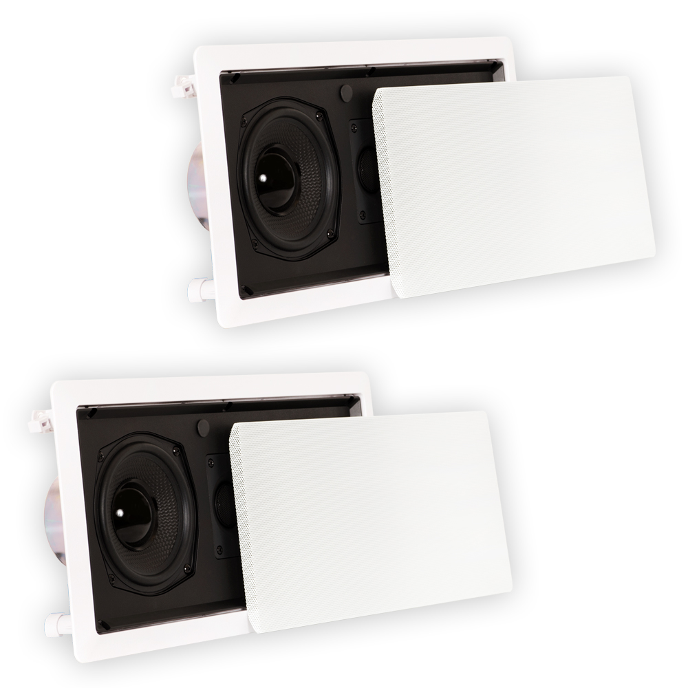 Theater Solutions TSLCR5 Flush Mount Speakers Dual Woofer In Wall 2 Pack - image 1 of 5