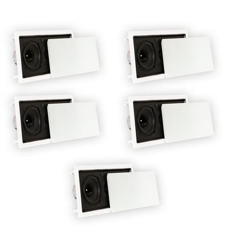 Theater Solutions TSLCR5 Flush Mount Speakers Dual Woofer In Wall 5 Pack