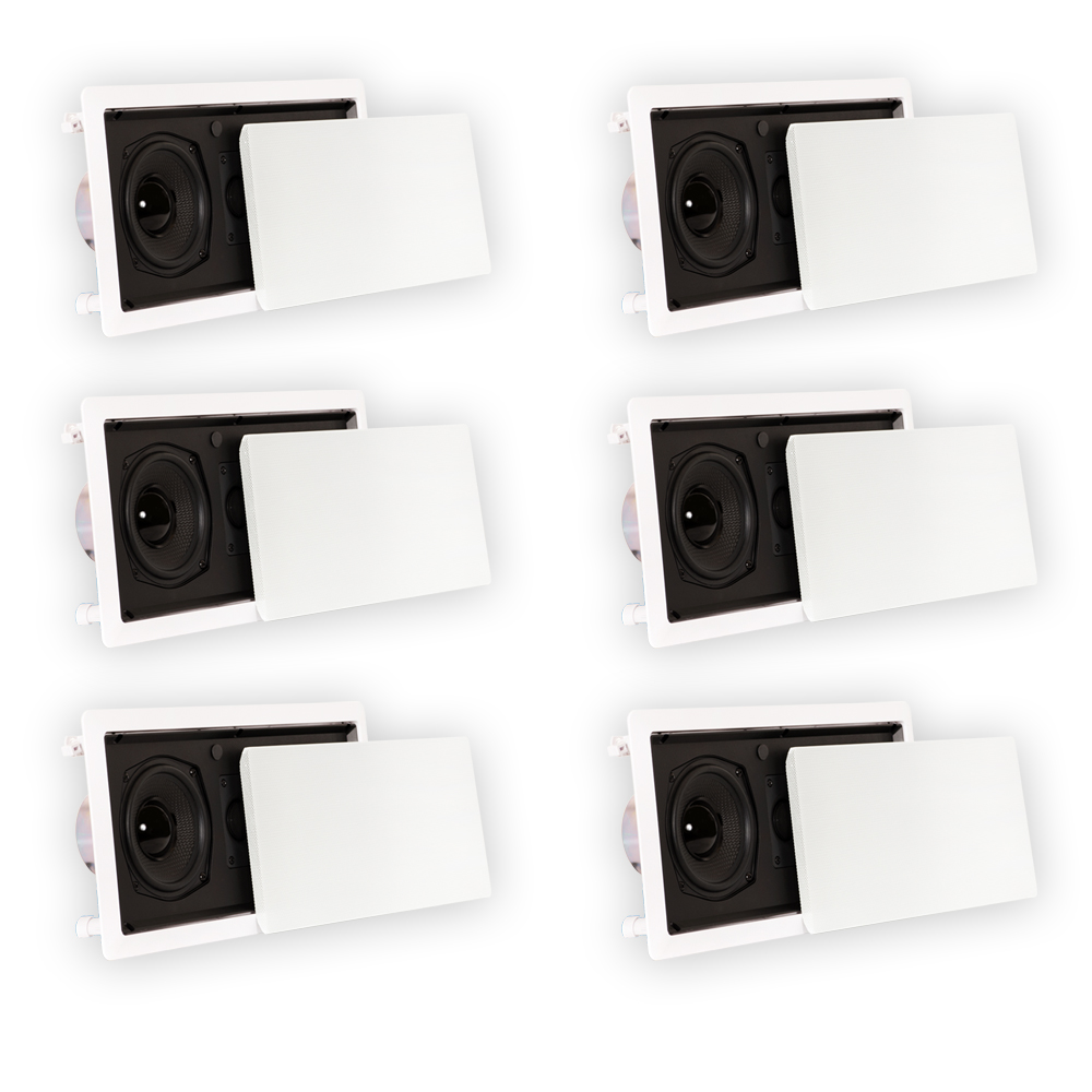 Theater Solutions TSLCR5 Flush Mount Speakers Dual Woofer In Wall 6 Pack - image 1 of 5