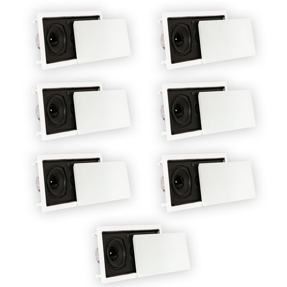 Theater Solutions TSLCR5 Flush Mount Speakers Dual Woofer In Wall 7 Pack