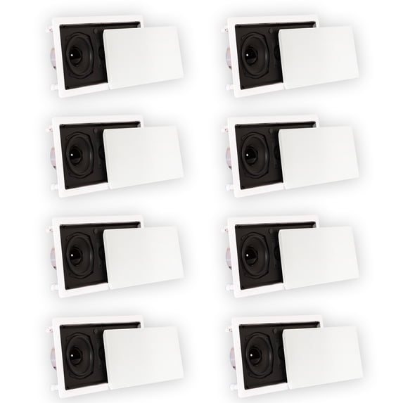 Theater Solutions TSLCR5 Flush Mount Speakers Dual Woofer In Wall 8 Pack
