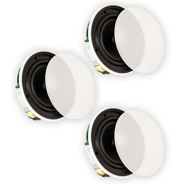 Theater Solutions TSQ670 Flush Mount 70 Volt Speakers with 6.5" Woofers In Ceiling 3 Pack