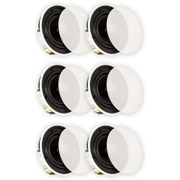 Theater Solutions TSQ670 Flush Mount 70 Volt Speakers with 6.5" Woofers In Ceiling 3 Pair Pack