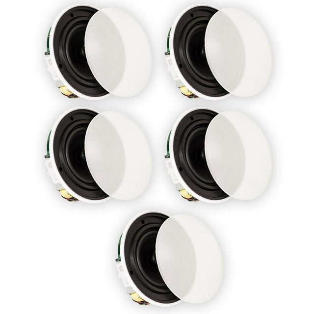 Theater Solutions TSQ670 Flush Mount 70 Volt Speakers with 6.5" Woofers In Ceiling 5 Pack
