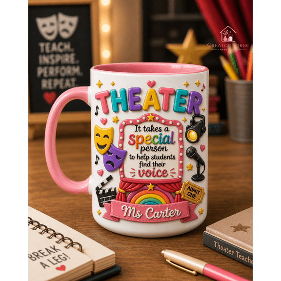 Theater Teacher Mug Colorful Appreciation Gift for Drama Instructor or School Staff