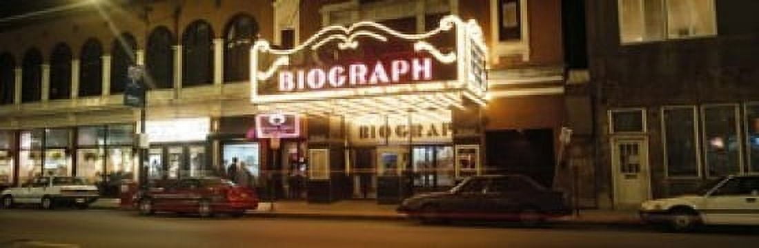 Theater lit up at night Biograph Theater Lincoln Avenue Chicago Illinois USA Canvas Art - Panoramic Images (18 x 6)