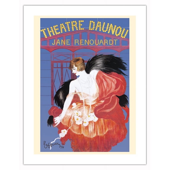 Theatre Daunou Paris France - Actress Jane Renouardt - Vintage Theater Poster by Leonetto Cappiello c.1921 - Bamboo Fine Art 290gsm Paper (Unframed) 17x22in