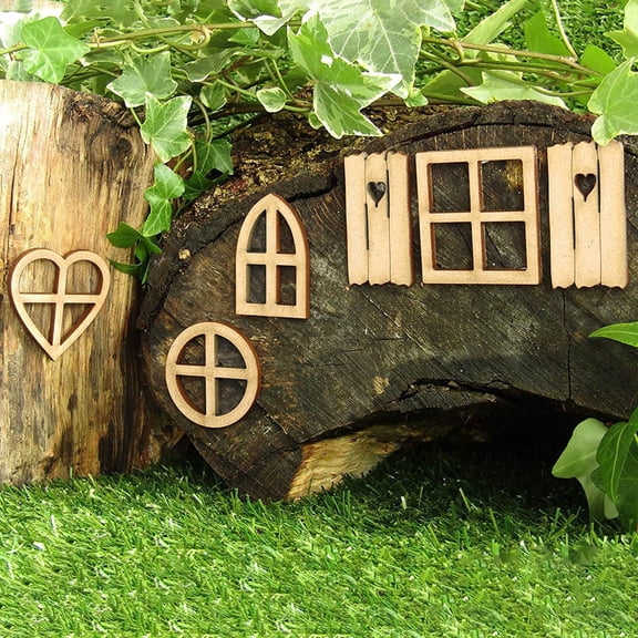 Theatre Decoration Door Craft Door Used For Self-Assembly Elfin Door Set, Wooden Components Include Arched Door With Keyhole And Peephole Door Frame With Heart-Shaped Hinges Cute