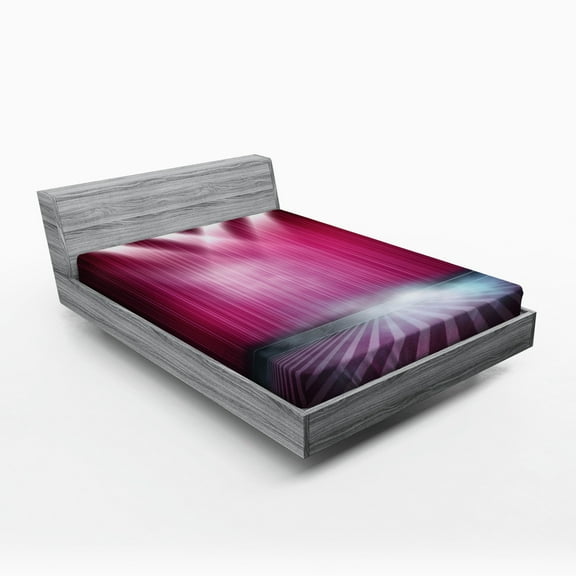 Ambesonne Theatre Fitted Sheet, Stage Drapes Curtains Image, Queen Size, Fuchsia Pink