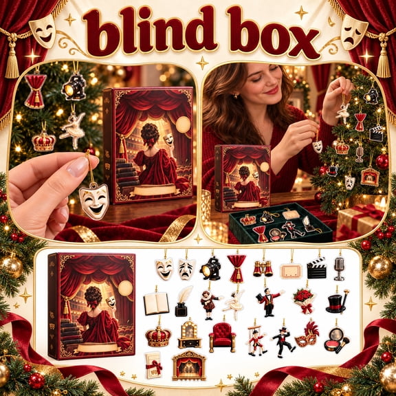 Theatre Lovers Advent Calendar Decorative Hanging Ornaments Set 24-Piece Acrylic Blind Box Holiday Tree Decorations for Drama Fans Gift