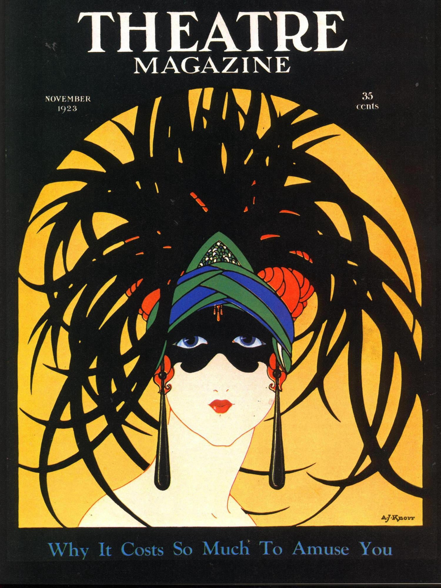 Example Mask In Magazines Art.com Theatre, Masks Magazine, USA, 1920 Giclee Print, 18