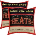 thumbnail image 1 of Theatre Theme Reversible Throw Pillow Covers,Vintage Cinema Movie Theater Square Cushion Covers Set of 2 for Bed Sofa Couch,All Season Movie Theater Pillow Covers Home Decor 18 x 18-Inch, 1 of 6