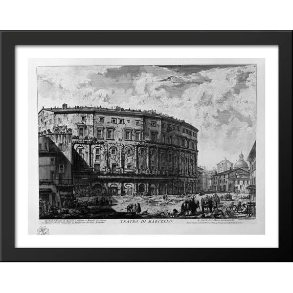 Theatre of Marcellus 36x28 Large Black Wood Framed Print Art by Giovanni Battista Piranesi