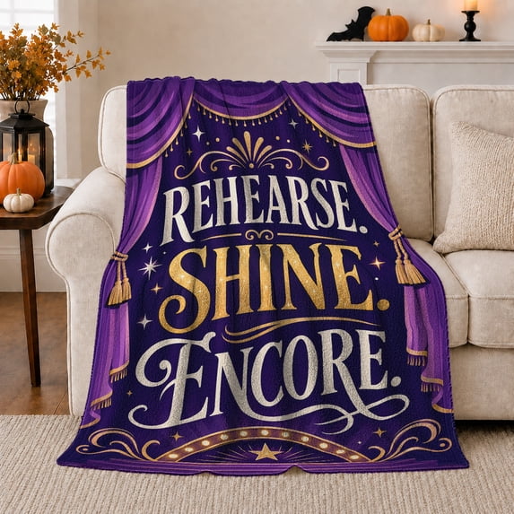 Theatrical Motivational Stage Draped Artwork, Dramatic Artistic Scene, Warm Flannel Blanket for Home Library and Reading Nook, Art Lovers Housewarming Gift, Artistic Home Decor