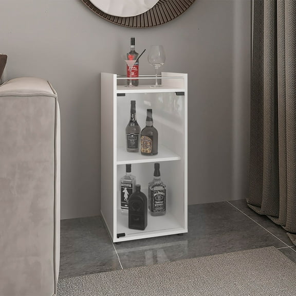 Theba Minibar Cabinet Two Doors, Open Shelf And Compact Design, Modern Bar Storage